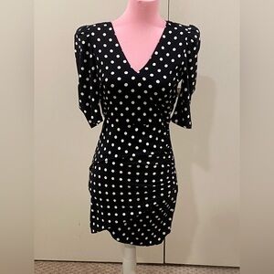 Alice + Olivia Black Dress with White Polka Dots